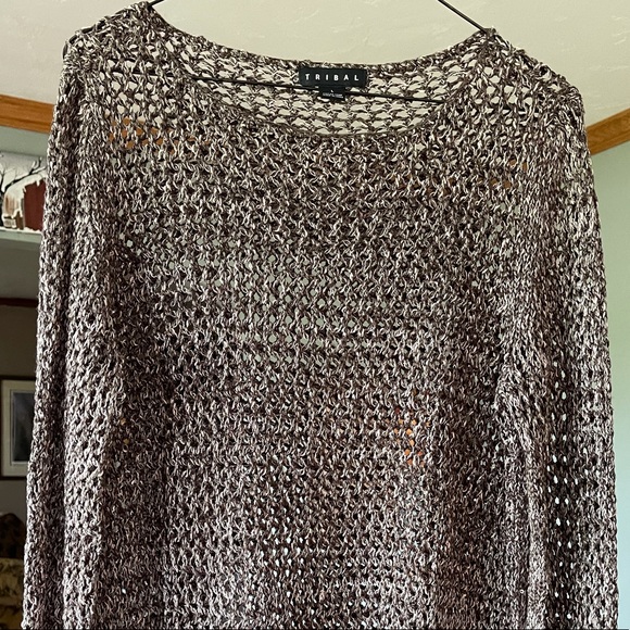 Tribal Womens Open Knit Sweater Large 